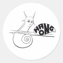 Niedlicher Cartoon Snail auf einer Pflanze mit pos