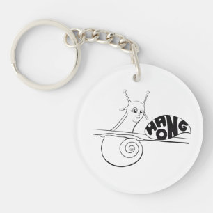 Niedlicher Cartoon Snail auf einer Pflanze mit pos Schlüsselanhänger
