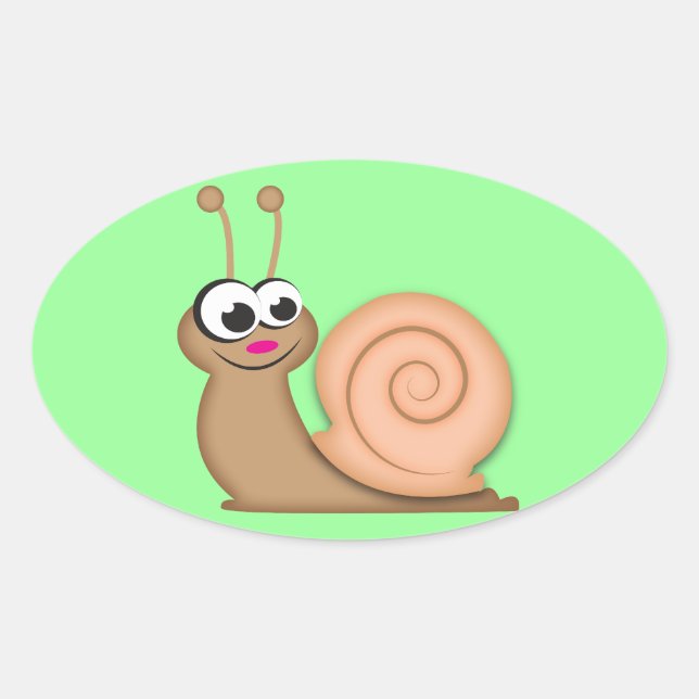 Niedlicher Cartoon Snail Ovaler Aufkleber (Vorderseite)