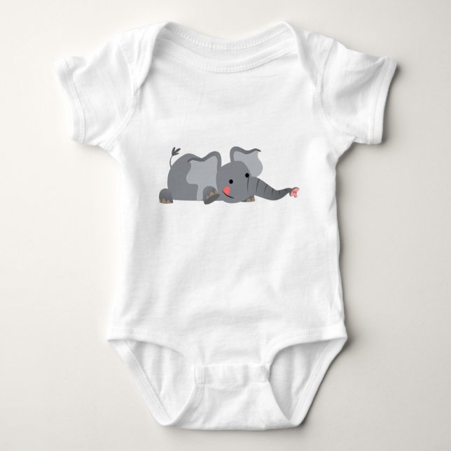 Niedlicher Cartoon Sneaky Elephant Baby Baby Strampler (Vorderseite)