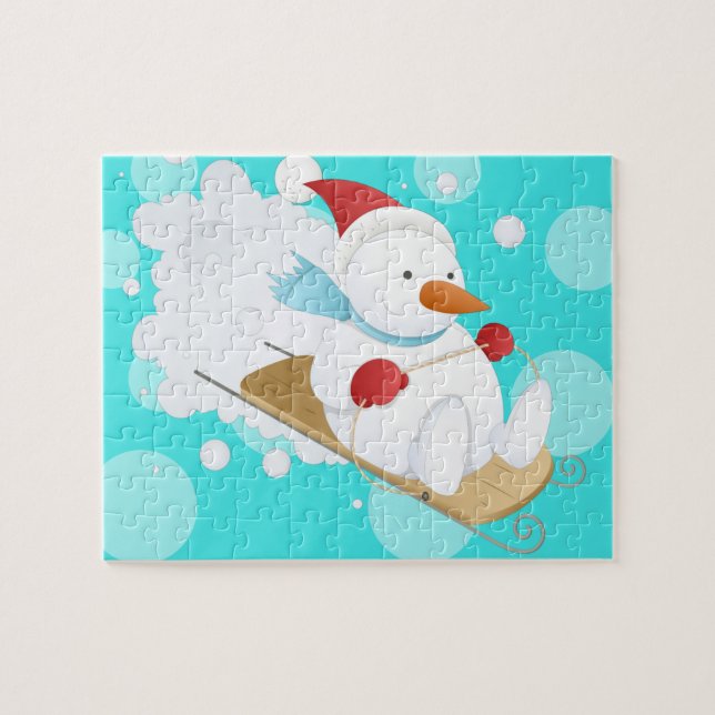 Niedlicher Cartoon Snow Man Puzzle (Horizontal)