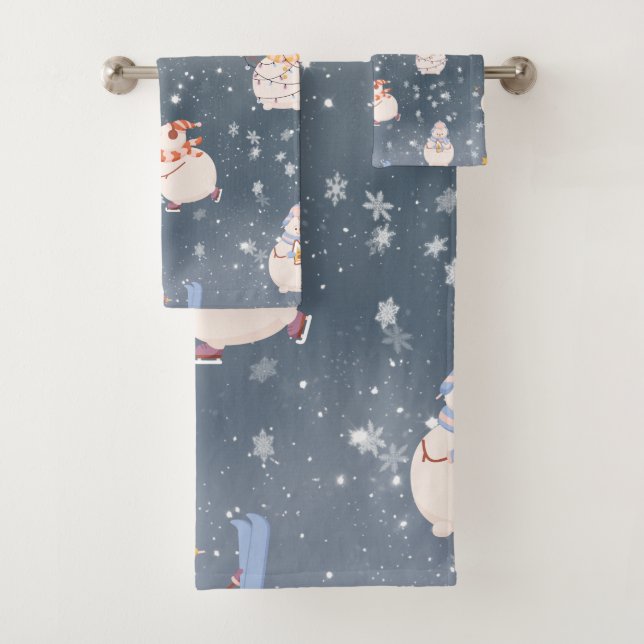 Niedlicher Cartoon Snowman Badhandtuch Set (Insitu)
