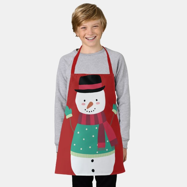 Niedlicher Cartoon Snowman Festliche Weihnachten Schürze (Getragen)