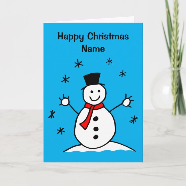 Niedlicher Cartoon Snowman Frohes Weihnachten Karte (Vorderseite)