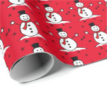 Niedlicher Cartoon Snowman Red Christmas Wrapping  Geschenkpapier<br><div class="desc">Niedliche und lustige Cartoon-Schneemann-Figur mit rotem Schal auf festlich rotem Hintergrund. Weihnachtspapier.</div>