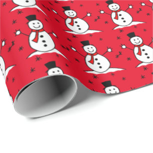 Niedlicher Cartoon Snowman Red Christmas Wrapping Geschenkpapier