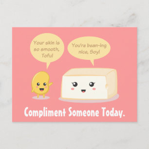 Niedlicher Cartoon - Soy Bean Komplimente Tofu Postkarte