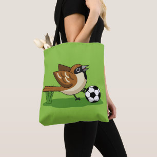 Niedlicher Cartoon-Sparrow-Fußballspieler