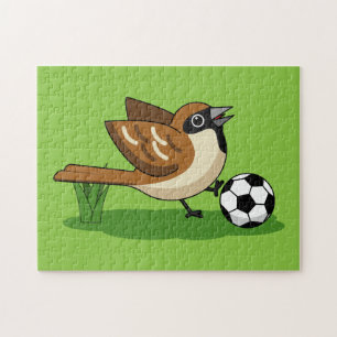 Niedlicher Cartoon-Sparrow-Fußballspieler Puzzle