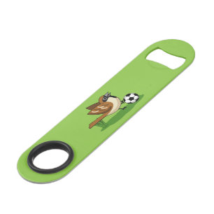 Niedlicher Cartoon-Sparrow-Fußballspieler Speed Flaschenöffner