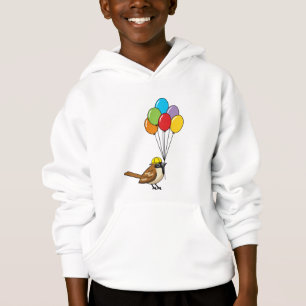 Niedlicher Cartoon Sparrow mit Balloons Hoodie