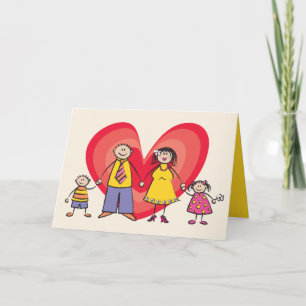Niedlicher Cartoon Spaß Happy Familienfreude Liebe Feiertagskarte