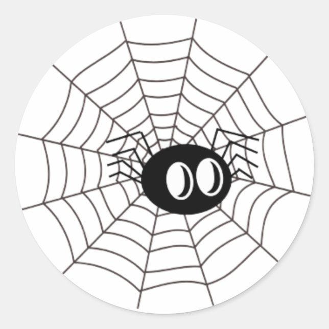 Niedlicher Cartoon Spider im Web Runder Aufkleber (Vorderseite)