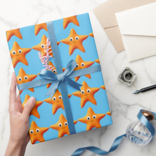 Niedlicher Cartoon Starfish Blauer Ozean Geschenkpapier