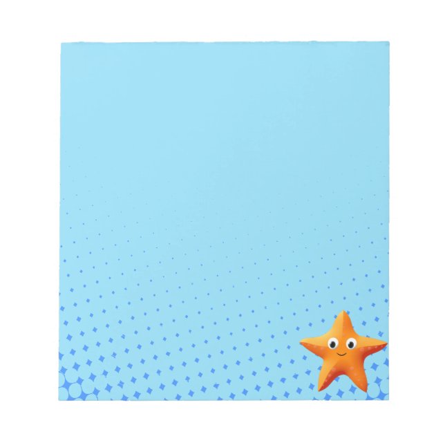Niedlicher Cartoon Starfish Blauer Ozean Notizblock (Vorderseite)