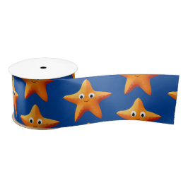 Niedlicher Cartoon Starfish Blue Ocean Satin Ribbo Satinband