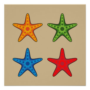 Niedlicher Cartoon Starfish Set Poster