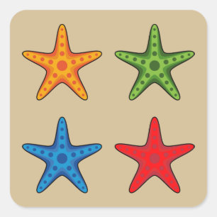Niedlicher Cartoon Starfish Set Quadratischer Aufkleber