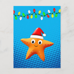 Niedlicher Cartoon Starfish Weihnachtsmannmütze We Postkarte