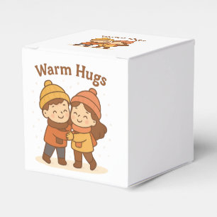 Niedlicher Cartoon Sticker - Boy & Girl Warm Hugs Geschenkschachtel