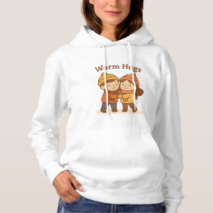 Niedlicher Cartoon Sticker - Boy & Girl Warm Hugs Hoodie
