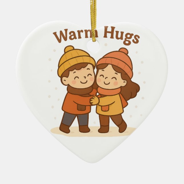 Niedlicher Cartoon Sticker - Boy & Girl Warm Hugs Keramik Ornament (Vorne)