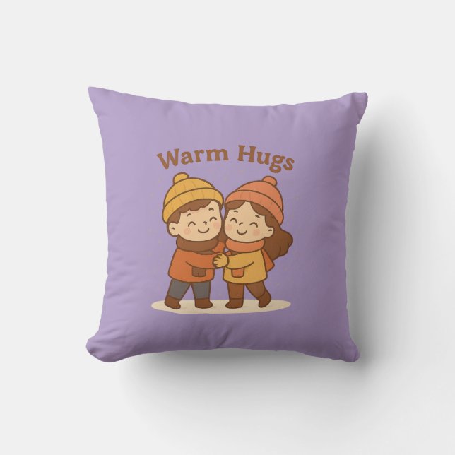 Niedlicher Cartoon Sticker - Boy & Girl Warm Hugs Kissen (Vorderseite)