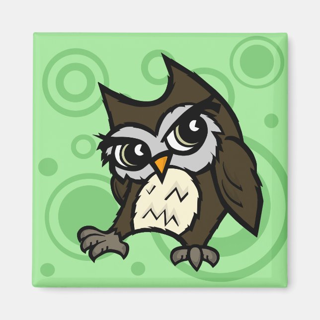 NIEDLICHER CARTOON STYLE OWL SQUARE MAGNET (Vorne)