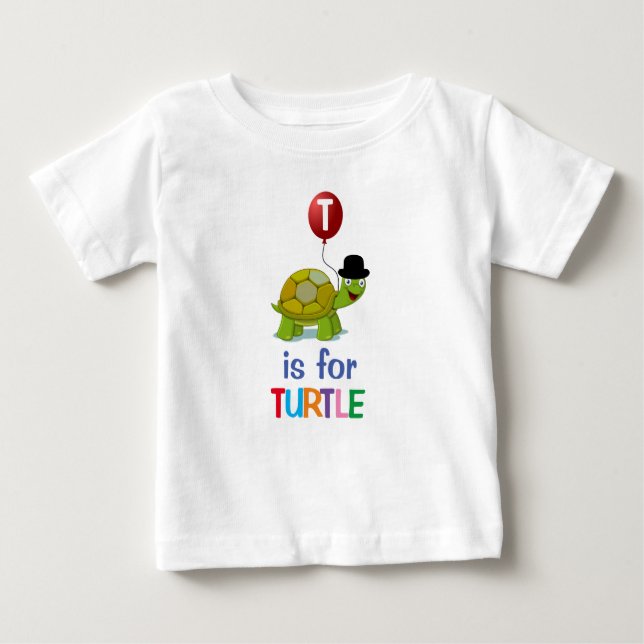 Niedlicher Cartoon T für Schildkröte Alphabet Baby T-shirt (Vorderseite)