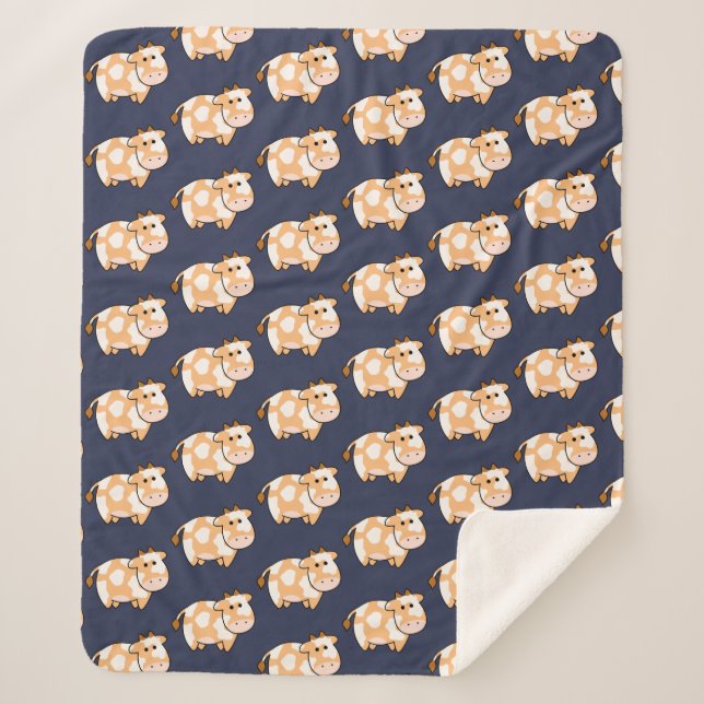 Niedlicher Cartoon Tan Gepunktetes Kuhmuster Sherpadecke (Vorderseite)