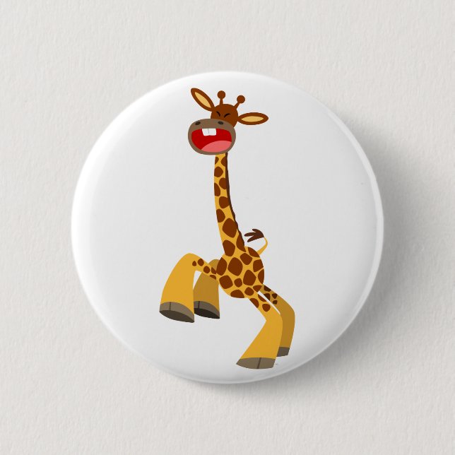 Niedlicher Cartoon Tancing Giraffe Button Abzeiche (Vorderseite)