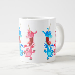 Niedlicher Cartoon Tancing Unicorns Jumbo Tasse