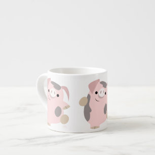 Niedlicher Cartoon Tanzen Pig Espresso Tasse