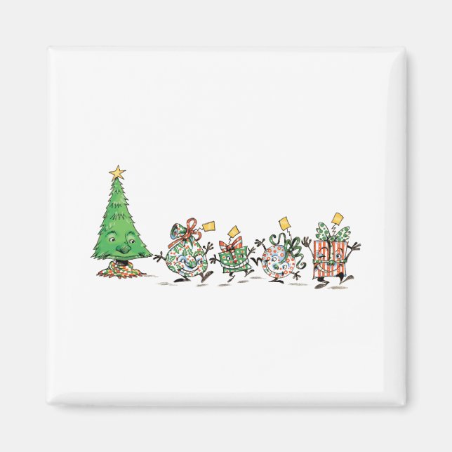 Niedlicher Cartoon Tanzen Weihnachtsgeschenke und  Magnet (Vorne)