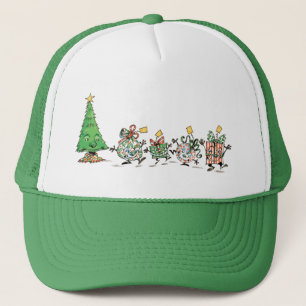 Niedlicher Cartoon Tanzen Weihnachtsgeschenke und Truckerkappe