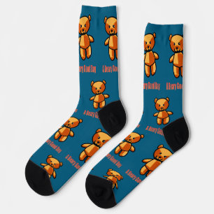 Niedlicher Cartoon Teddy Bär Illustration Socken