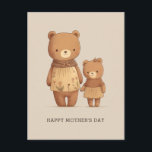 Niedlicher Cartoon Teddy trägt Tiere. Mathers Day Postkarte<br><div class="desc">Der niedliche Cartoon-Teddy trägt eine Postkarte für den Muttertag.</div>