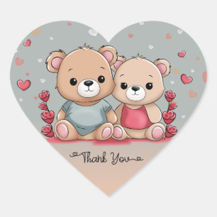 Niedlicher Cartoon Teddy Valentine's Day Vielen Da Herz-Aufkleber
