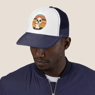 Niedlicher Cartoon Tier in Retro Sunset Trucker Ha Truckerkappe