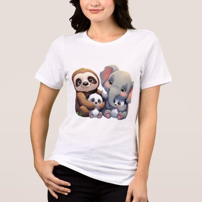 Niedlicher Cartoon Tierische Mamas T - Shirt - Ado (Vorderseite)