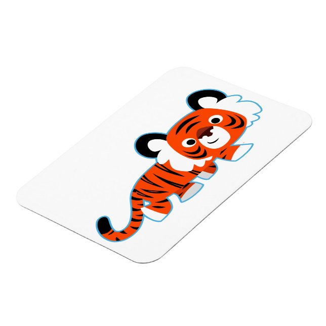Niedlicher Cartoon Tiger auf dem flexiblen Zauber  Magnet (Linke Seite)