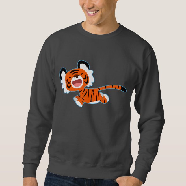 Niedlicher Cartoon Tiger auf dem Laufenden T - Shi Sweatshirt (Vorderseite)