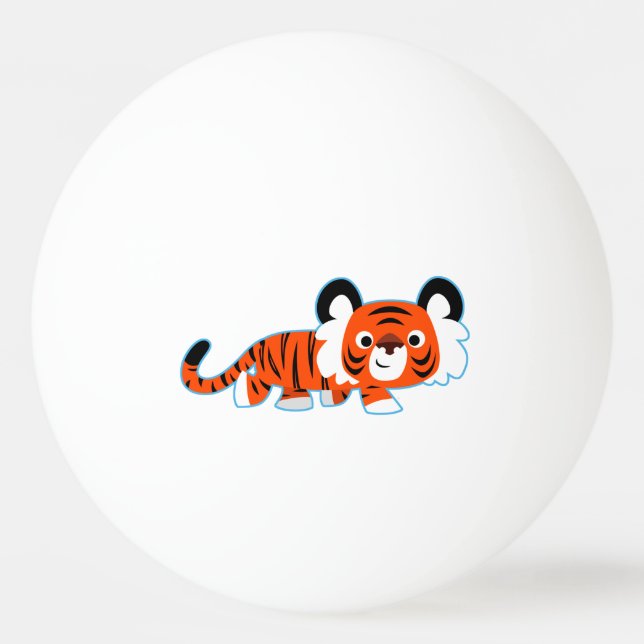 Niedlicher Cartoon Tiger auf dem Ping Pong Ball Tischtennisball (Vorderseite)