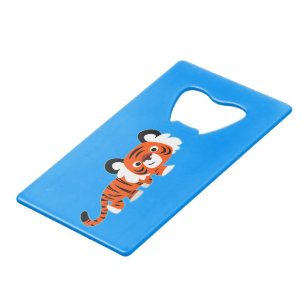 Niedlicher Cartoon Tiger auf dem Schüssel Flaschen Kreditkarten Flaschenöffner
