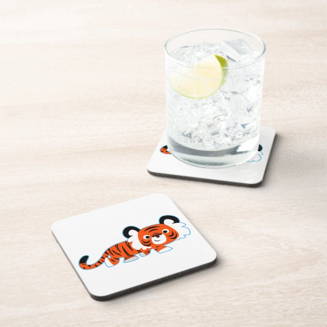 Niedlicher Cartoon Tiger auf dem Untersetzer Prowl (Rechte Seite)