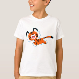Niedlicher Cartoon Tiger auf der Flucht von Frauen T-Shirt