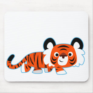 Niedlicher Cartoon Tiger auf der Kuschelmuse Mousepad