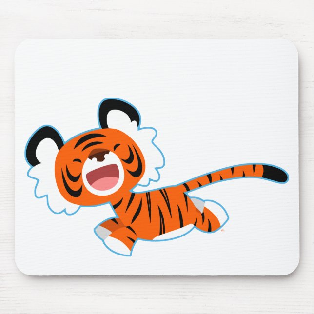 Niedlicher Cartoon Tiger auf der Rennmaus Mousepad (Vorne)