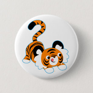 Niedlicher Cartoon Tiger bereit zum Spielen Button