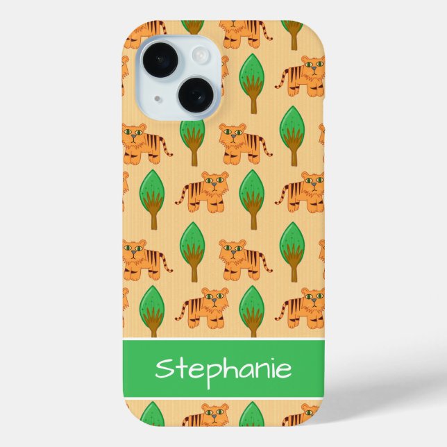 Niedlicher Cartoon Tiger Muster Personalisiert Case-Mate iPhone Hülle (Rückseite)